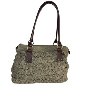 Elegant Tan Crochet Summer Tote Bag Purse